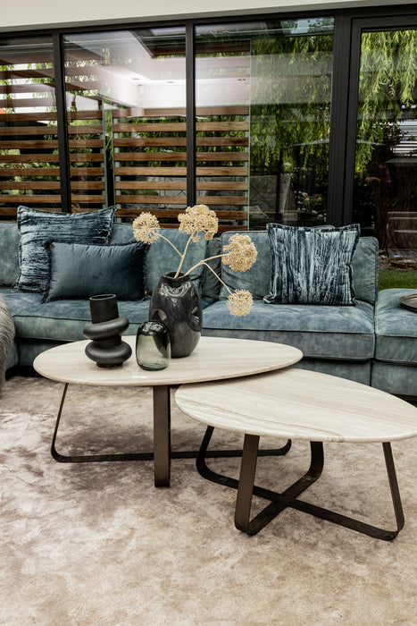Couchtische Couchtisch Muka Coffeetable High Dunkelgrau Weißer Marmor