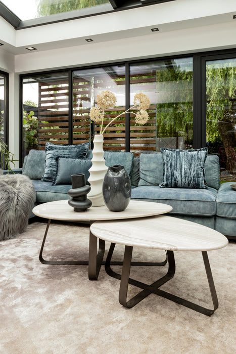 Couchtische Couchtisch Muka Coffeetable High Dunkelgrau Weißer Marmor
