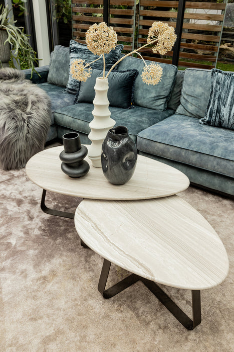 Couchtische Couchtisch Muka Coffeetable High Dunkelgrau Weißer Marmor