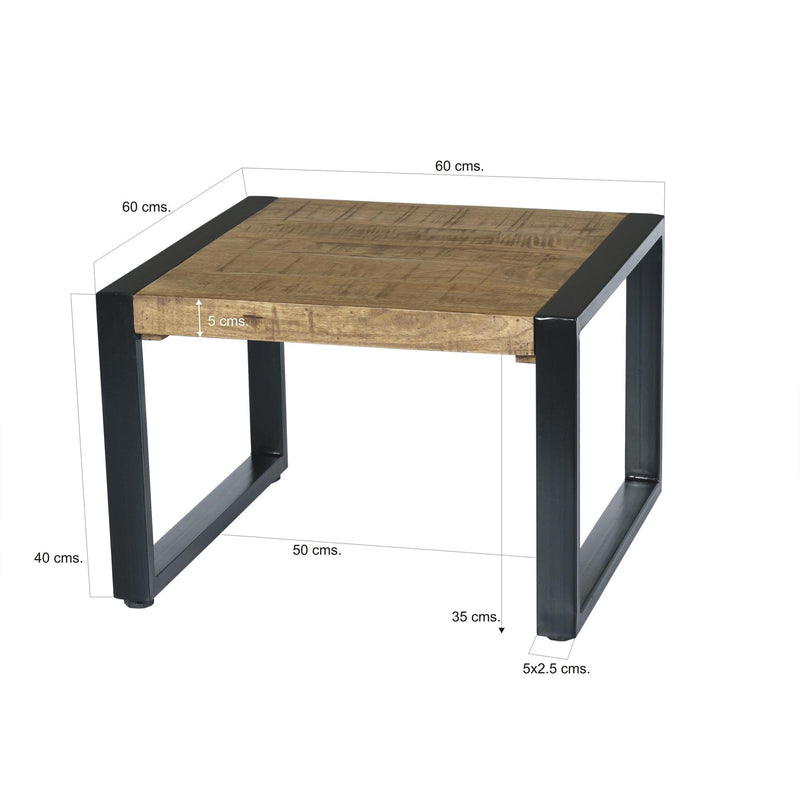 Salontafel Nairobi Mangohout Naturel hout 60 cm 60x60x40 cm-Salontafels-Livingfurn