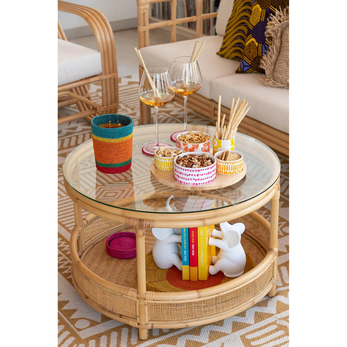 Salontafel Naturel Glas 70 cm 70x70x47 cm-Salontafels-J-Line