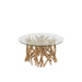 Salontafel Naturel Glas 80 cm Glas,teakhout 80x80x41.5 cm-Salontafels-J-Line