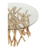 Salontafel Naturel Glas 80 cm Glas,teakhout 80x80x41.5 cm-Salontafels-J-Line