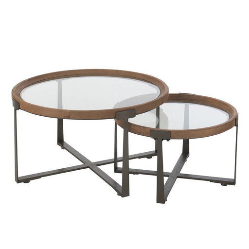 Salontafel Naturel Glas 80 cm Naturel 80x80x43 cm-Salontafels-J-Line