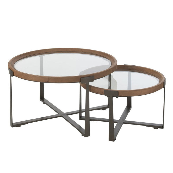 Salontafel Naturel Glas 80 cm Naturel 80x80x43 cm-Salontafels-J-Line