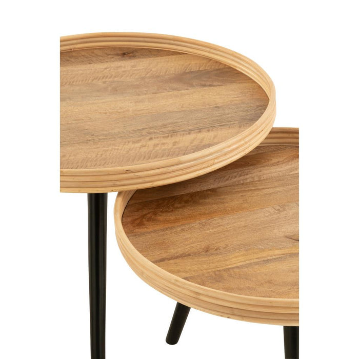 Salontafel Naturel Mangohout hout Rond 70 cm 70x70x55 cm-Bijzettafels-J-Line
