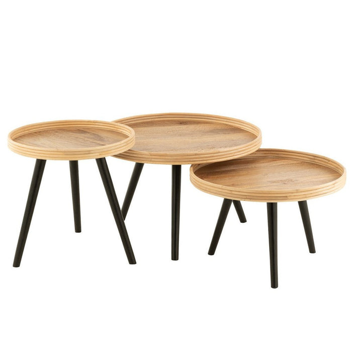 Salontafel Naturel Mangohout hout Rond 70 cm 70x70x55 cm-Bijzettafels-J-Line