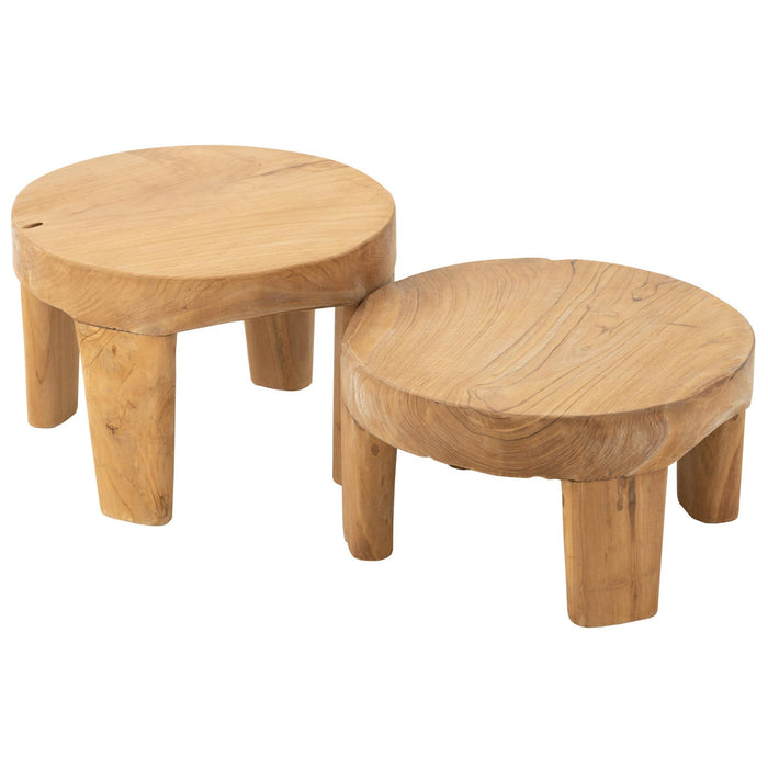 Salontafel Naturel Teakhout Rond 50 cm 50x50x35 cm-Salontafels-J-Line