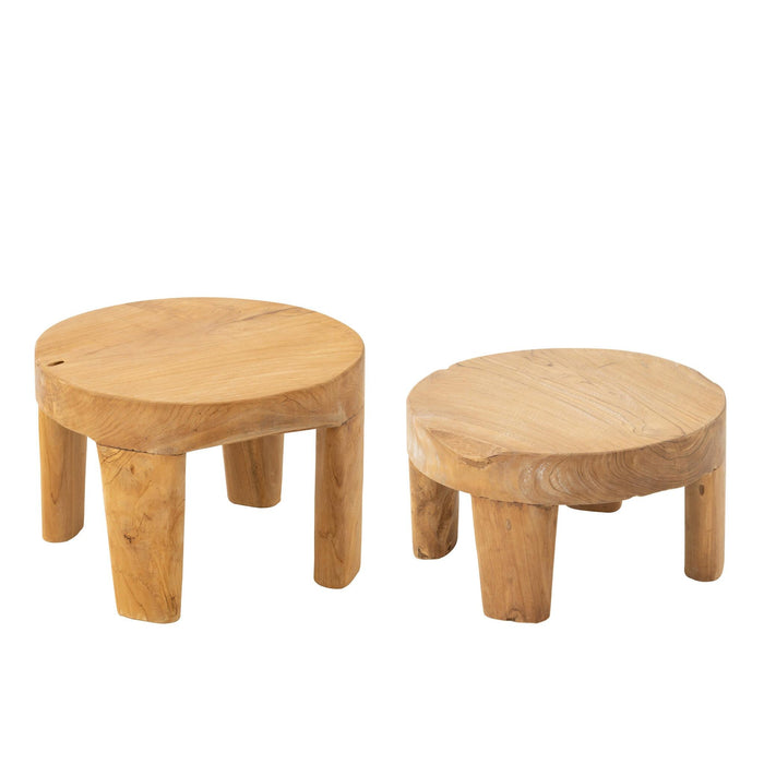 Salontafel Naturel Teakhout Rond 50 cm 50x50x35 cm-Salontafels-J-Line