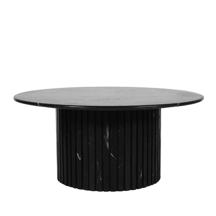 Coffee Tables Neelim Black Marble Coffee Table Ribbed Base Round