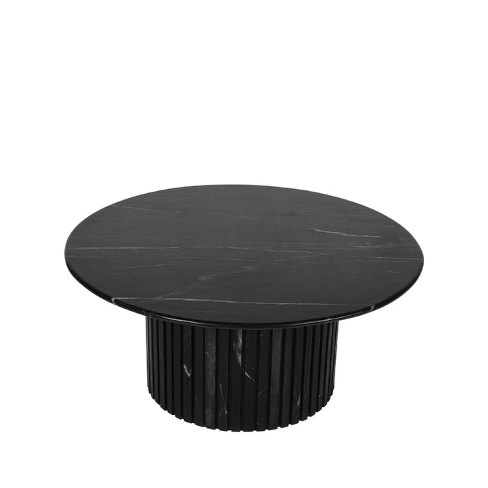 Coffee Tables Neelim Black Marble Coffee Table Ribbed Base Round