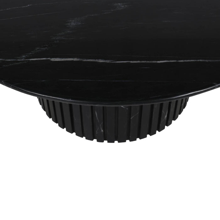 Coffee Tables Neelim Black Marble Coffee Table Ribbed Base Round