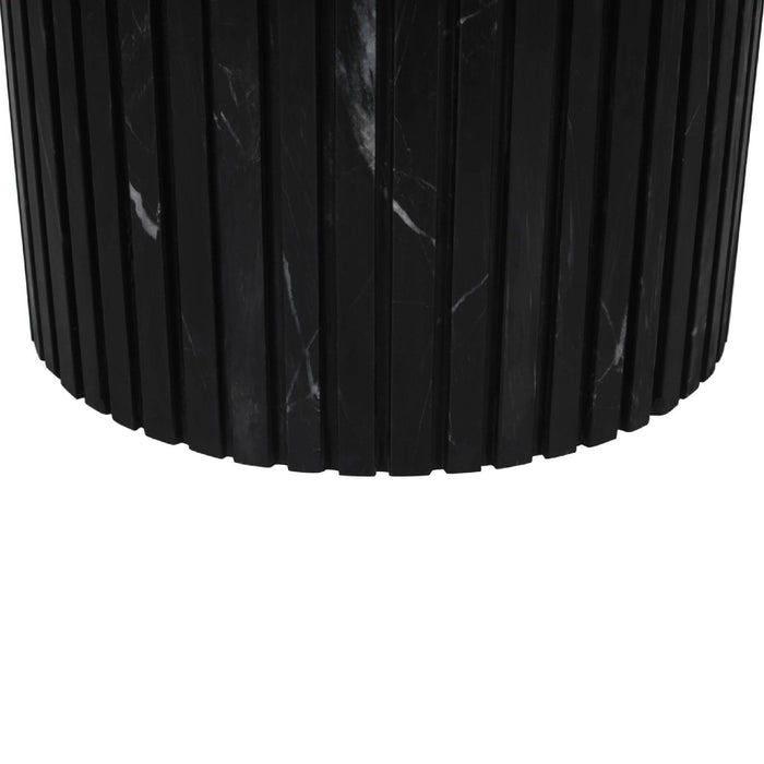 Coffee Tables Neelim Black Marble Coffee Table Ribbed Base Round