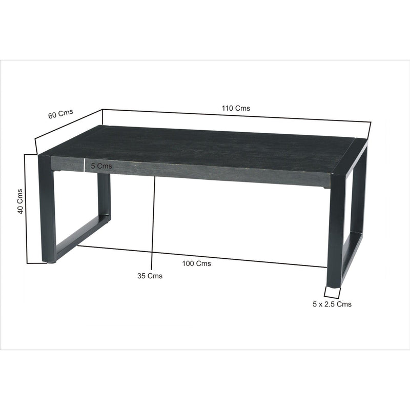 Salontafel Norris Mangohout Zwart 110x60 cm-Salontafels-Livingfurn