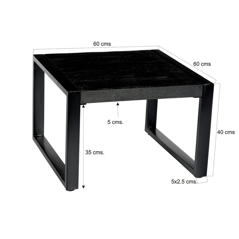 Salontafel Norris Mangohout Zwart 60 cm 60x60x40 cm-Salontafels-Livingfurn