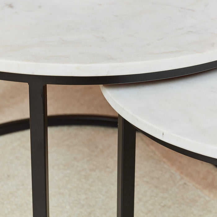Salontafel Nova Set van 2 Rond Wit marmer 70x70x45 cm-Salontafels-Starfurn