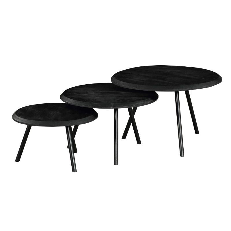 Salontafel Ohio Zwart set van 3 70x70x45 cm-Salontafels-Starfurn