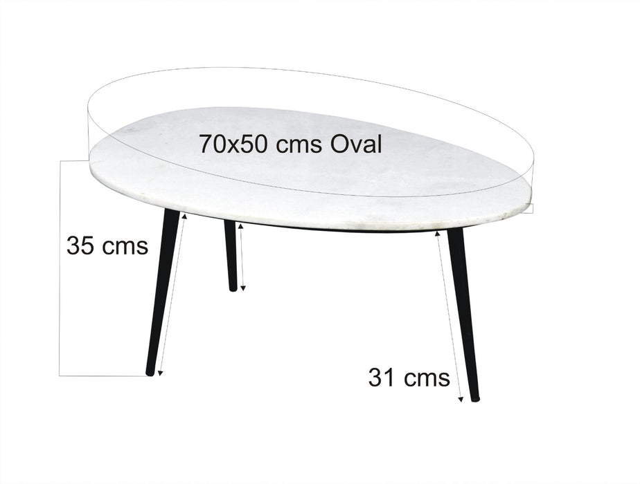 Salontafel Organic Marble Natuursteen Wit 70cm