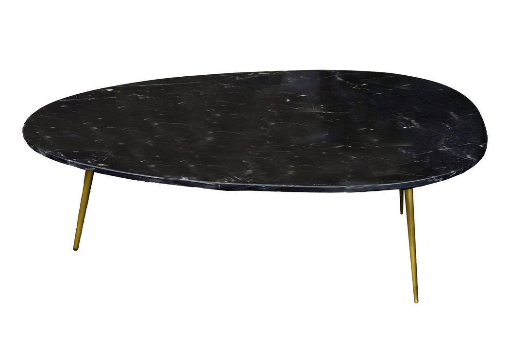 Salontafel Organic Marble Natuursteen Zwart/Goud 110cm