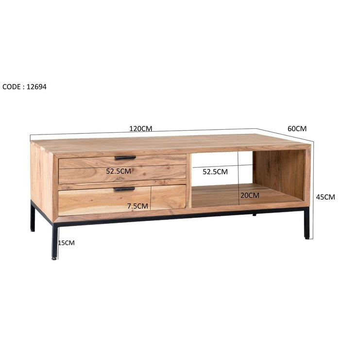 Salontafel Oslo Acasia Acaciahout Naturel hout 120x60 cm-Salontafels-Livingfurn