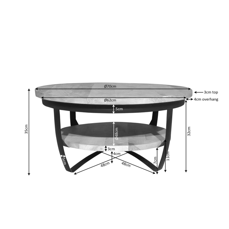 Salontafel Paras 70 cm Licht mango 70x70x35 cm-Salontafels-Starfurn