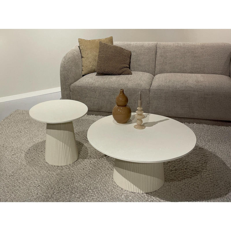 Salontafel Patrice Mangohout Crème wit 50 cm 50x50x46 cm-Salontafels-Livingfurn