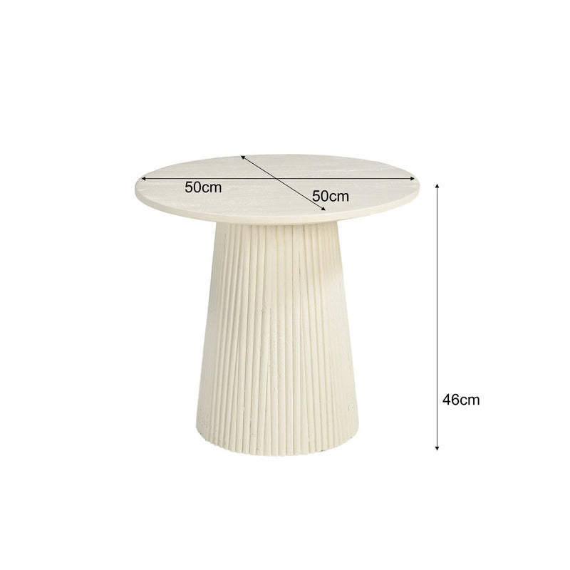 Salontafel Patrice Mangohout Crème wit 50 cm 50x50x46 cm-Salontafels-Livingfurn