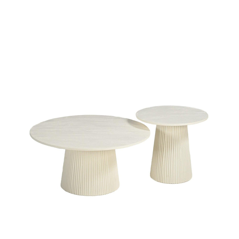 Salontafel Patrice Mangohout Crème wit 80 cm 80x80x38 cm-Salontafels-Livingfurn