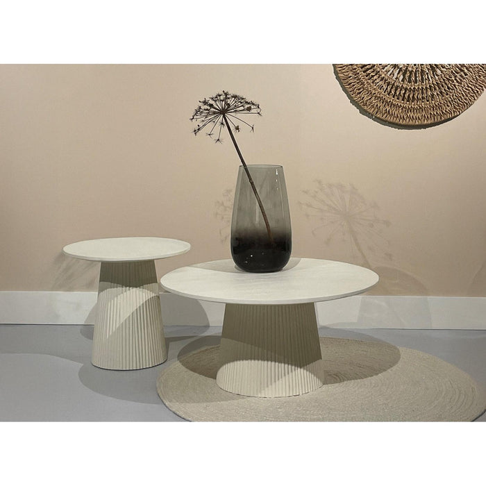 Salontafel Patrice Mangohout Crème wit 80 cm 80x80x38 cm-Salontafels-Livingfurn