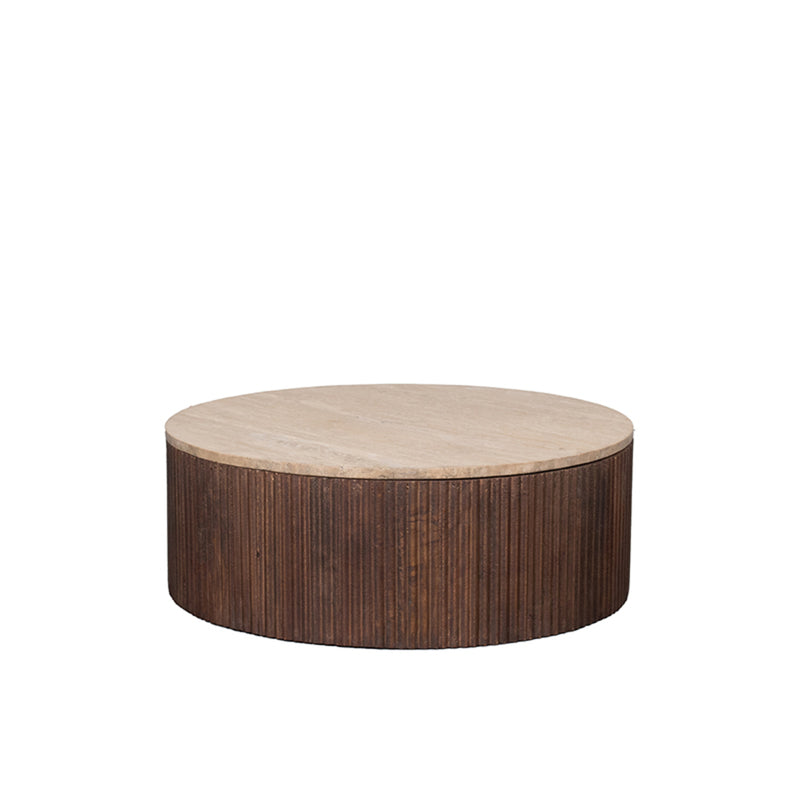 Salontafel Ribble Espresso Travertin 70 cm Rond 70x70x25 cm-Salontafels-LABEL51