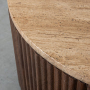Salontafel Ribble Espresso Travertin 70 cm Rond 70x70x25 cm-Salontafels-LABEL51