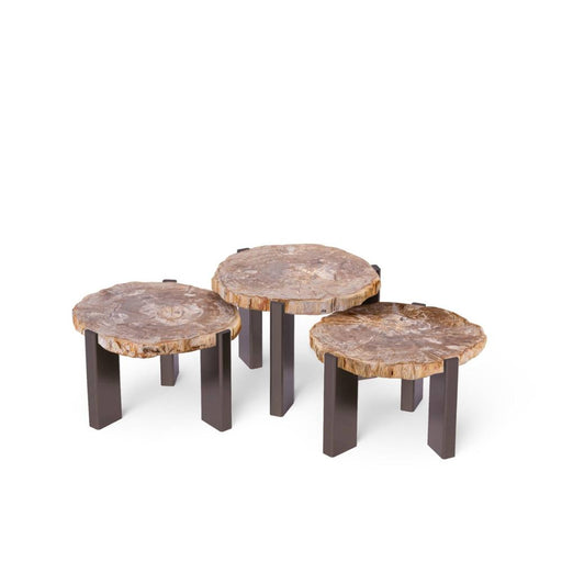 Salontafel Rudi Versteend Hout Beige 60x50 cm-Salontafels-PTMD