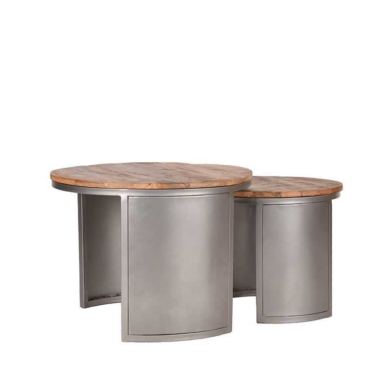 Salontafel Set Bunch Rough Mangohout 60 cm Rond 60x60x45 cm-Salontafels-LABEL51