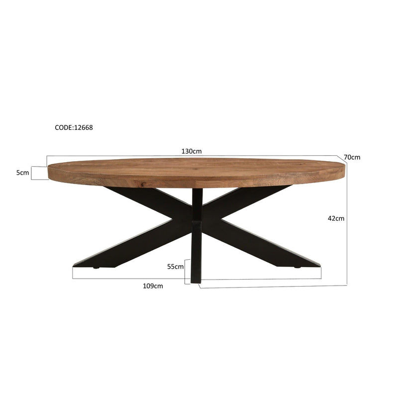 Salontafel Sturdy Mangohout Naturel hout 130x70 cm-Salontafels-Livingfurn