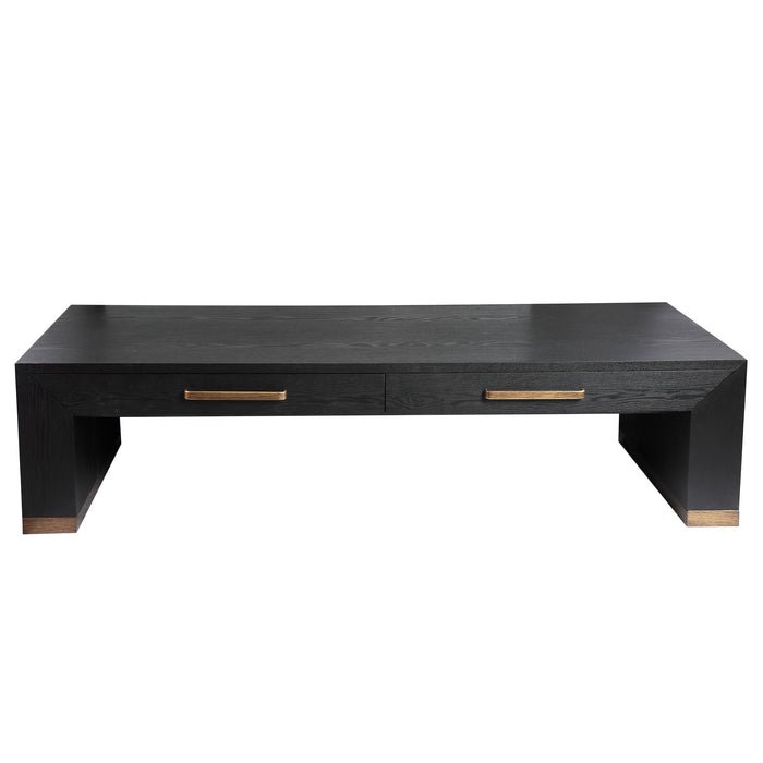 Coffee Tables Coffee Table Tiess Black Wood Veneer Coffeetable 2 Drawers