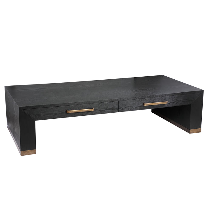 Coffee Tables Coffee Table Tiess Black Wood Veneer Coffeetable 2 Drawers