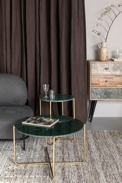Salontafel Timpa Marble Groen Ø70x40 cm-Salontafels-Creating Home