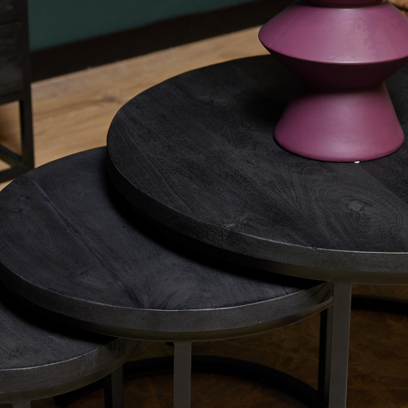 Salontafel Triole All Zwart Set van 3 70x70x45 cm-Salontafels-Starfurn