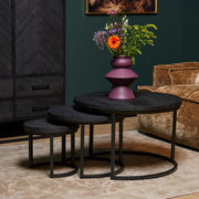 Salontafel Triole All Zwart Set van 3 70x70x45 cm-Salontafels-Starfurn