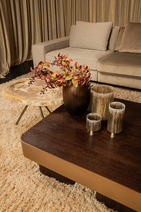 Salontische Warren Couchtisch 90x90x31 Braun Holz Gold Metall