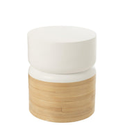 Salontafel Wit Bamboe Rond 40 cm 40x40x47 cm-Bijzettafels-J-Line