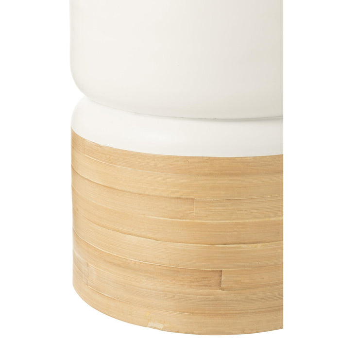 Salontafel Wit Bamboe Rond 40 cm 40x40x47 cm-Bijzettafels-J-Line