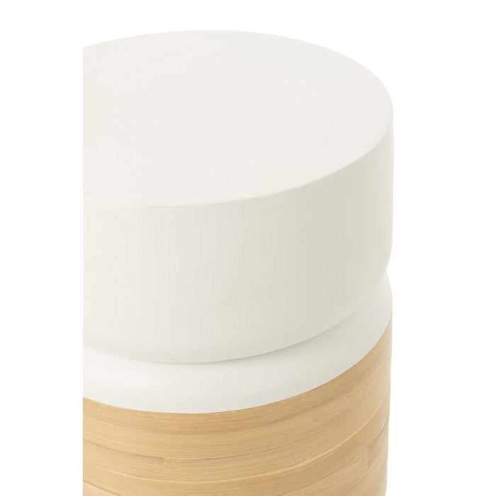 Salontafel Wit Bamboe Rond 40 cm-Bijzettafels-J-Line