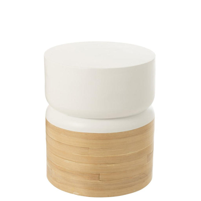 Salontafel Wit Bamboe Rond 40 cm-Bijzettafels-J-Line