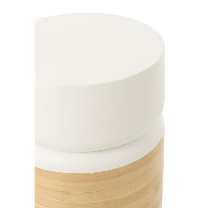 Salontafel Wit Bamboe Rond 40 cm-Salontafels-J-Line