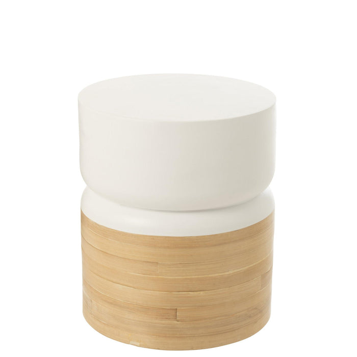 Salontafel Wit Bamboe Rond 40 cm-Salontafels-J-Line
