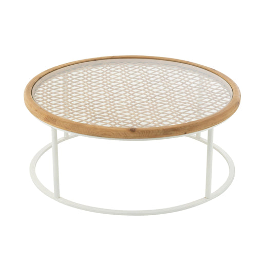 Salontafel Wit Glas 90 cm 90x90x36 cm-Salontafels-J-Line