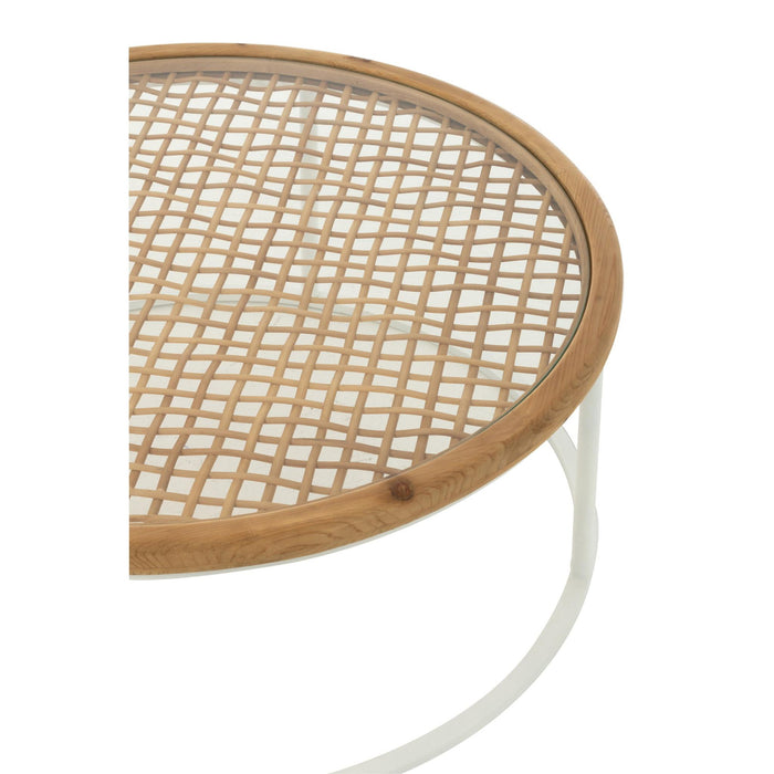 Salontafel Wit Glas 90 cm 90x90x36 cm-Salontafels-J-Line