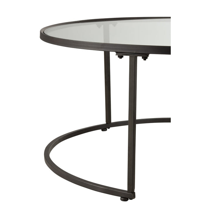 Salontafel Zwart Fir hout Rond 91 cm 91x91x41 cm-Salontafels-J-Line