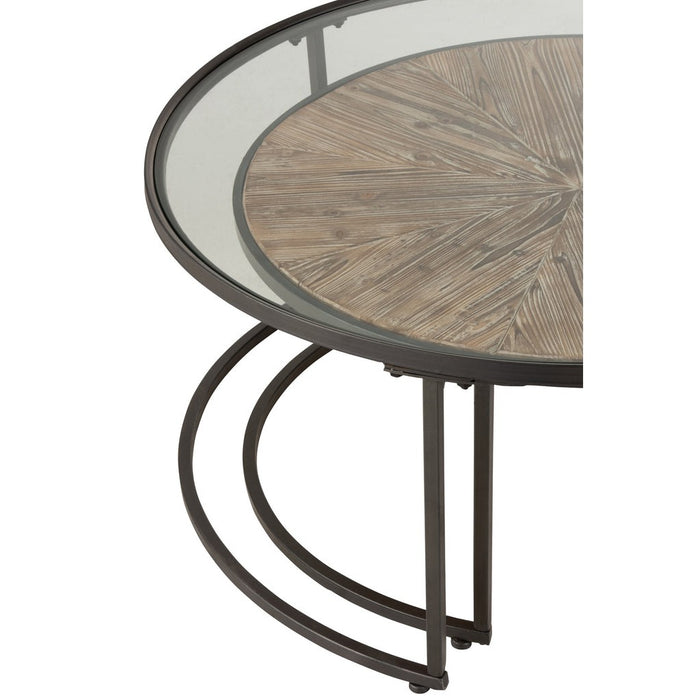 Salontafel Zwart Fir hout Rond 91 cm 91x91x41 cm-Salontafels-J-Line